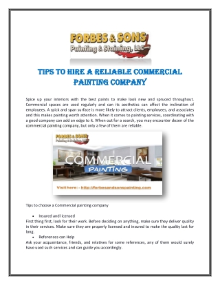 Tips to Hire A Reliable Commercial Painting Company