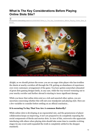 What Is The Key Considerations Before Playing Online Slots Site?