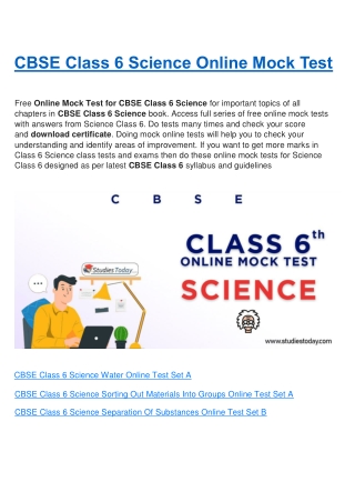 Free Online test for class 6 Science all Chapter