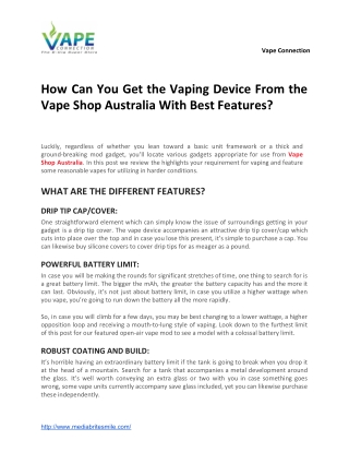 How Can You Get the Vaping Device From the Vape Shop Australia With Best Features?