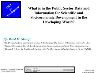 What is in the Public Sector Data and Information for Scientific and Socioeconomic Development in the Developing World?
