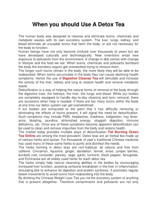 When you should Use A Detox Tea