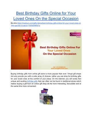 Best Birthday Gifts Online for Your Loved Ones On the Special Occasion