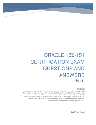 [LATEST] Oracle 1Z0-151 Certification Exam Questions and Answers