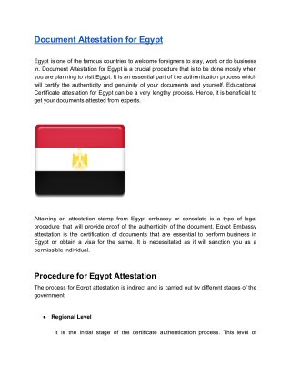 Document Attestation for Egypt