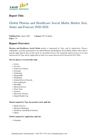 Pharma and Healthcare Social Media Market Size, Status and Forecast 2020-2026