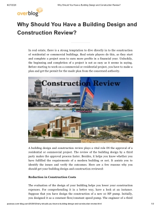 Why Should You Have a Building Design and Construction Review?