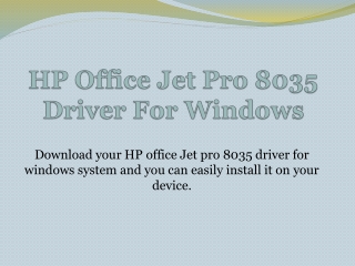 HP Office Jet Pro 8035 Driver For Windows