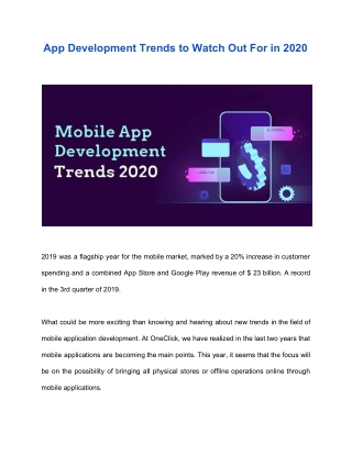 Mobile App Developments Trends in 2020