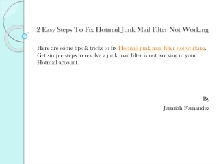 2 Easy Steps To Fix Hotmail Junk Mail Filter Not Working