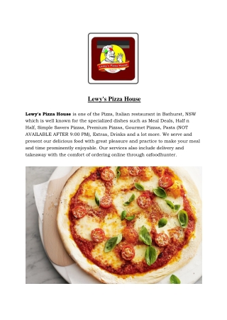 15% Off - Lewy's Pizza House - Italian restaurant Bathurst, NSW