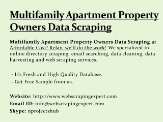 Multifamily Apartment Property Owners Data Scraping