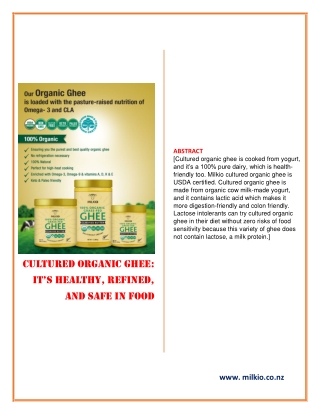 Cultured organic ghee: it’s healthy, refined, and safe in food