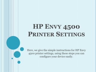 HP Envy 4500 Printer Settings