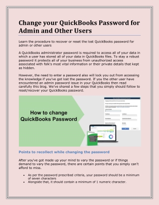 How to reset the QuickBooks password For admin or other users