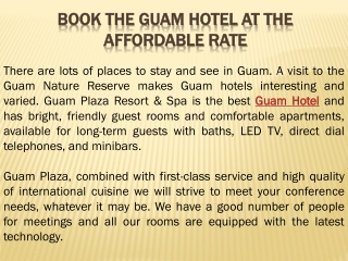 Book the Guam Hotel at the affordable rate