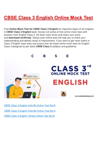 Free Online test for class 3 English all Chapter