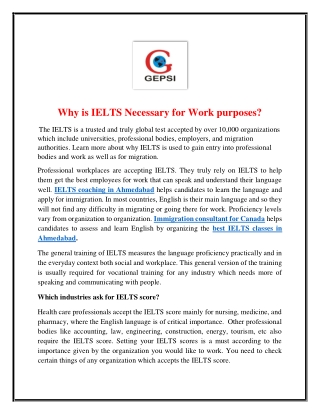 Why is IELTS Necessary for Work purposes