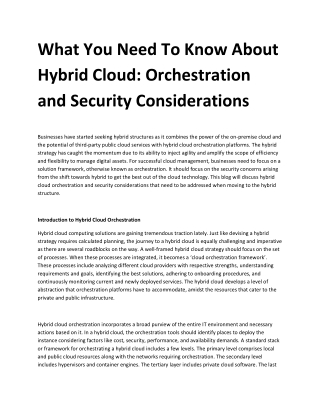 What You Need To Know About Hybrid Cloud: Orchestration and Security Considerations