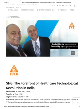 SNG: The Forefront of Healthcare Technological Revolution in India