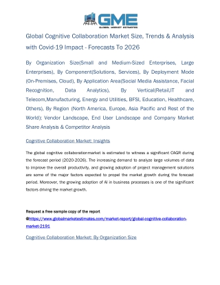 Global Cognitive Collaboration Market Size, Trends & Analysis with Covid-19 Impact - Forecasts To 2026