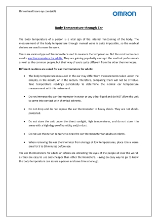 Body Temperature through Ear