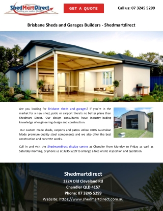 Brisbane Sheds and Garages Builders – Shedmartdirect