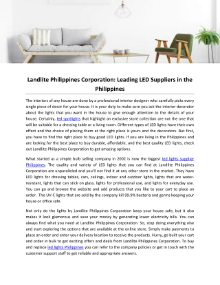 Landlite Philippines Corporation- Leading LED Suppliers in the Philippines