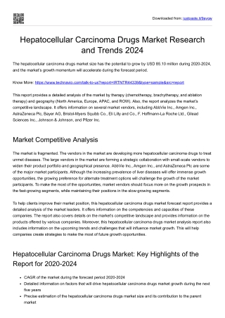 Hepatocellular Carcinoma Drugs Market Demand and Size 2024