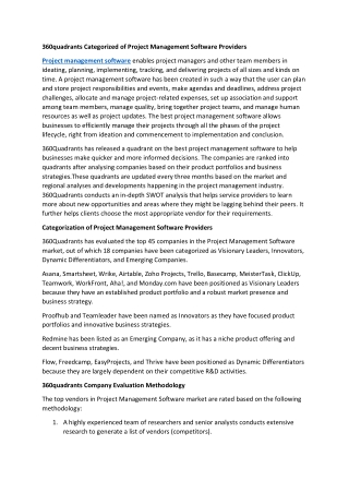 Best Project Management Software in 2020 - 360Quadrants