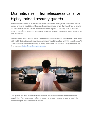 Dramatic rise in homelessness calls for highly trained security guards