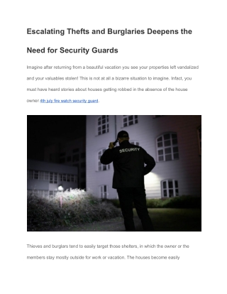 Escalating Thefts and Burglaries Deepens the Need for Security Guards