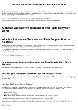 Alabama Automotive Dismantler and Parts Recycler Bond