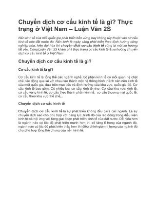 Chuyển dịch cơ cấu kinh tế là gì? Thực trạng ở Việt Nam - Luận Văn 2S