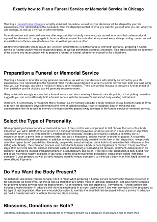 Just how to Plan a Funeral or Funeral in Chicago