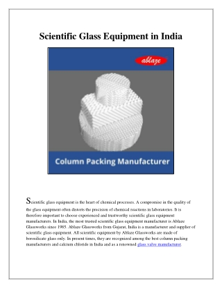 Scientific Glass Equipment in India