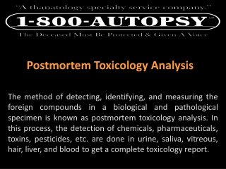 Postmortem Toxicology Analysis