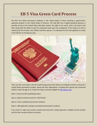 EB 5 Visa Green Card Process