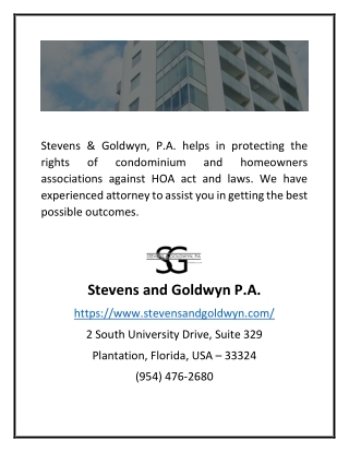 Real Estate Lawyer Miami, FL | Stevens and Goldwyn P.A.