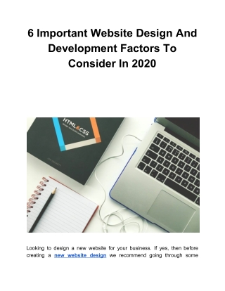 6 Important Website Design And Development Factors To Consider In 2020