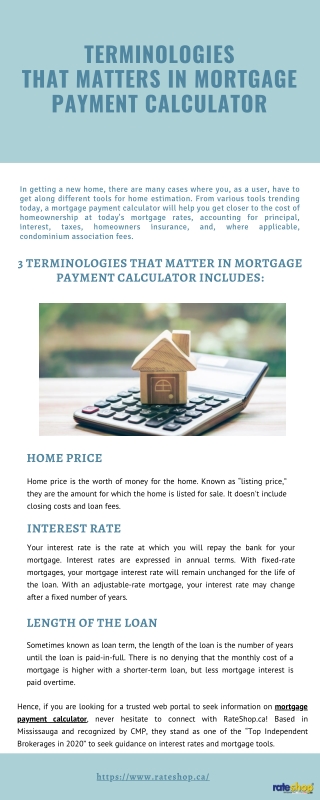 Terminologies that Matters in Mortgage Payment Calculator