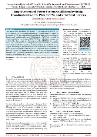 Improvement of Power System Oscillation by using Coordinated Control Plan for PSS and STATCOM Devices