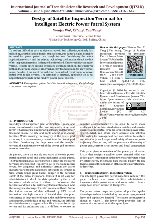 Design of Satellite Inspection Terminal for Intelligent Electric Power Patrol System