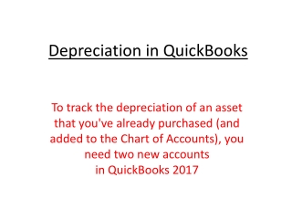 How to Tracking Depreciation QuickBooks 2017