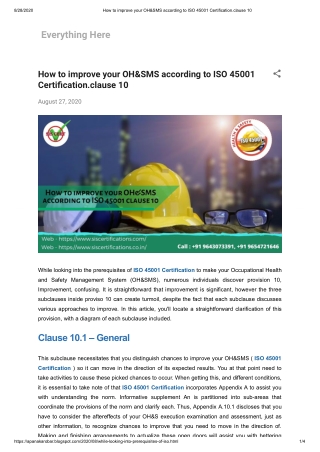 How to improve your OH&SMS according to ISO 45001 Certification?