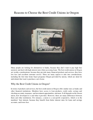 Reasons to Choose the Best Credit Unions in Oregon