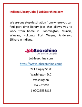 Indiana Library Jobs | JobSearchine.com