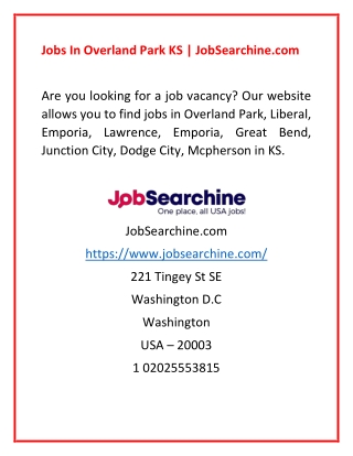 Jobs In Overland Park KS | JobSearchine.com