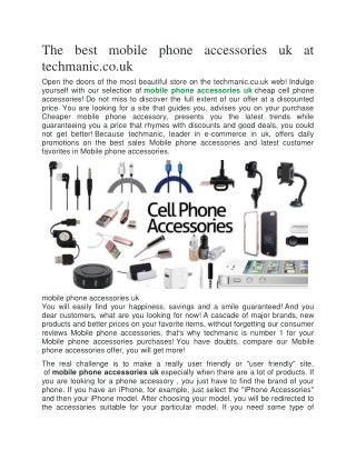 The best mobile phone accessories uk at techmanic.co.uk