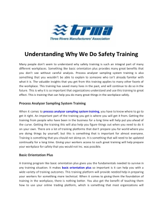 Understanding Why We Do Safety Training